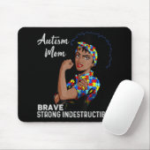 Autism Awareness Sterke mam Afro Moeder Black Wome Muismat (Met muis)