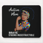 Autism Awareness Sterke mam Afro Moeder Black Wome Muismat (Voorkant)