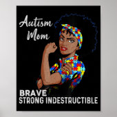 Autism Awareness Sterke mam Afro Moeder Black Wome Poster (Voorkant)