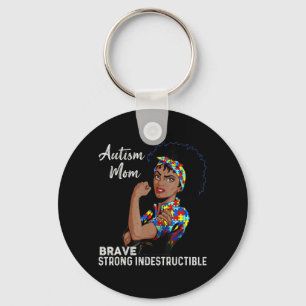 Autism Awareness Sterke mam Afro Moeder Black Wome Sleutelhanger