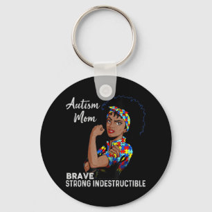 Autism Awareness Sterke mam Afro Moeder Black Wome Sleutelhanger