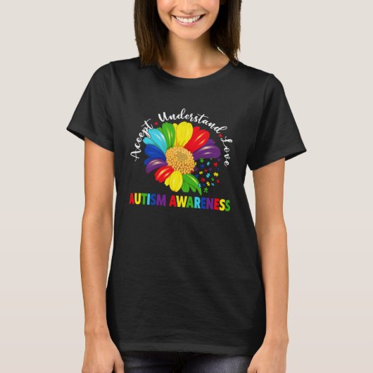 Autism Awareness Sunflower Accept Understand Love  T-shirt (Voorkant)
