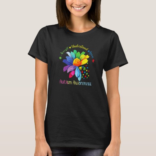 Autism Awareness Sunflower Accept Understand Love T-shirt (Voorkant)
