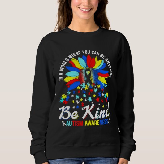 Autism Awareness Sunflower Be Kind Love Autism Awa Trui (Voorkant)