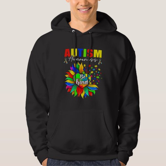Autism Awareness Sunflower Choose Kindness Mom Kid Hoodie (Voorkant)