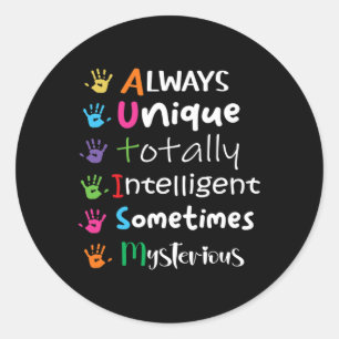 Autism Awareness Support Autism Kinder for mam Dad Ronde Sticker