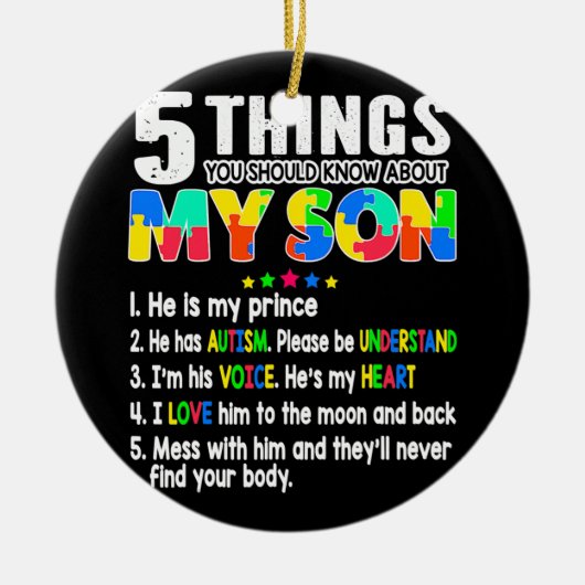 Autism Awareness Support Autism Son Kinder voor ma Keramisch Ornament (Voorkant)