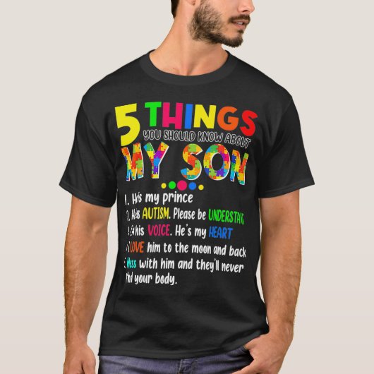 Autism Awareness Support Autism Son Kinder voor ma T-shirt (Voorkant)