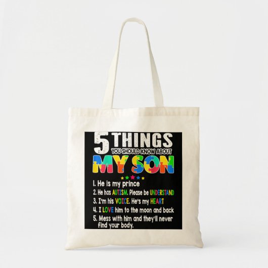 Autism Awareness Support Autism Son Kinder voor ma Tote Bag (Voorkant)