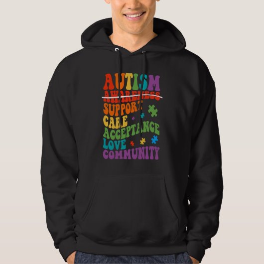 Autism Awareness Support Care Acceptance Ally Groo Hoodie (Voorkant)