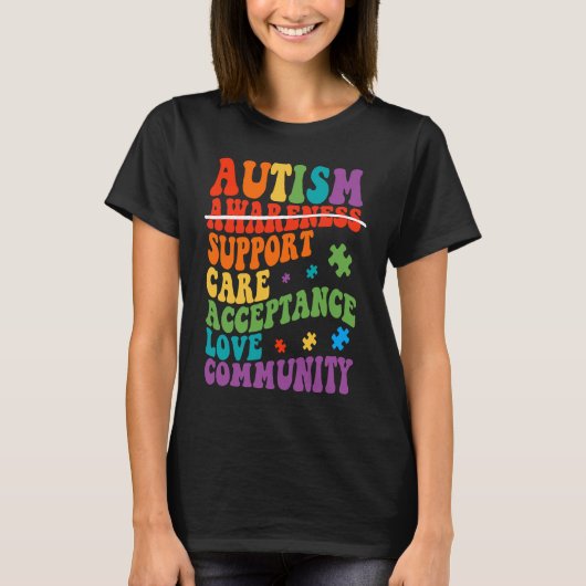 Autism Awareness Support Care Acceptance Ally Groo T-shirt (Voorkant)