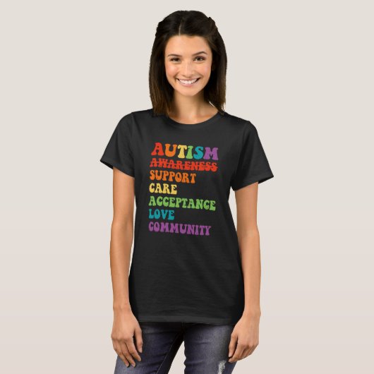 Autism Awareness Support Care Acceptance Ally Retr T-shirt (Voorkant volledig)