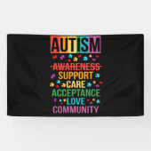 Autism Awareness Support Care Acceptance Love Spandoek (Horizontaal)