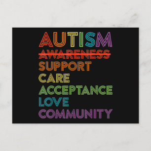 Autism Awareness Support Care Acceptation Ally T-S Briefkaart
