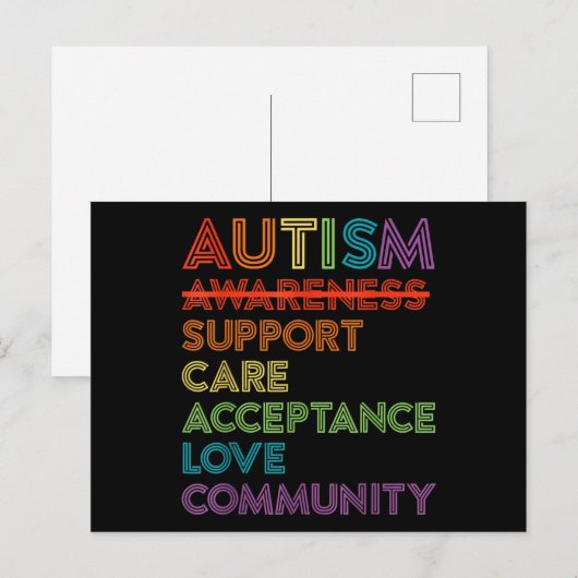 Autism Awareness Support Care Acceptation Ally T-S Briefkaart (Voorkant / Achterkant)