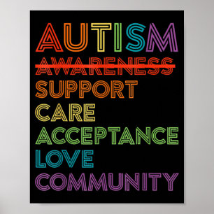 Autism Awareness Support Care Acceptation Ally T-S Poster
