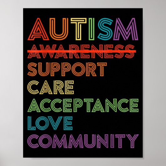 Autism Awareness Support Care Acceptation Ally T-S Poster (Voorkant)