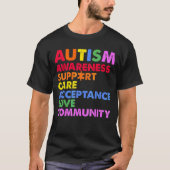 Autism Awareness Support Care Acceptation Love Com T-shirt (Voorkant)