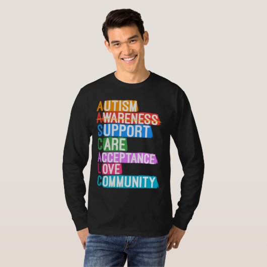 Autism Awareness Support Care Acceptation Love Com T-shirt (Voorkant volledig)