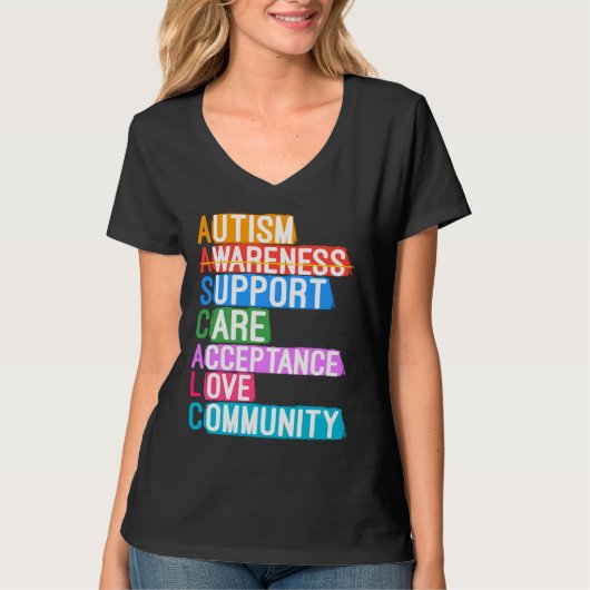 Autism Awareness Support Care Acceptation Love Com T-shirt (Voorkant)