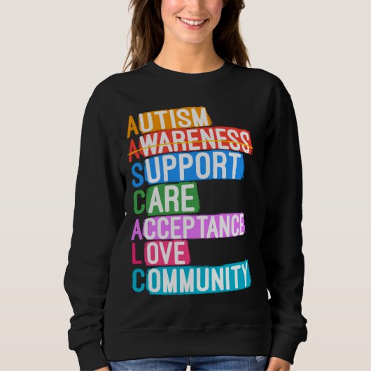 Autism Awareness Support Care Acceptation Love Com Trui (Voorkant)