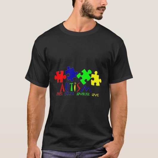 Autism Awareness Support Educate Advocate Love for T-shirt (Voorkant)