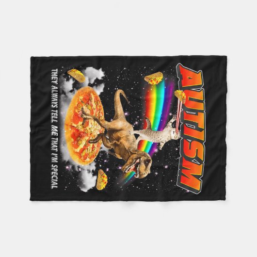 Autism Awareness T-rex Cat Meme Neurodiversity Pri Fleece Deken (Voorkant (Horizontaal))