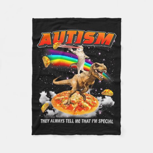 Autism Awareness T-rex Cat Meme Neurodiversity Pri Fleece Deken (Voorkant)
