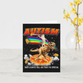 Autism Awareness T-rex Cat Meme Neurodiversity Pri Kaart (Gele Bloem)