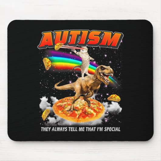 Autism Awareness T-rex Cat Meme Neurodiversity Pri Muismat (Voorkant)