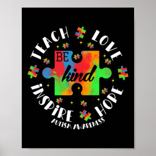 Autism Awareness Teacher Puzzle Teach Hope Love Poster