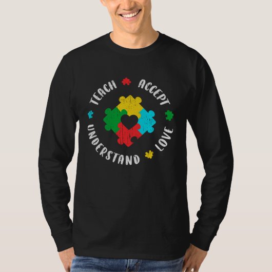 Autism Awareness Teacher Teach Accept Understand L T-shirt (Voorkant)