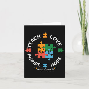 Autism Awareness Teacher Teach Hope Love Inspire Kaart