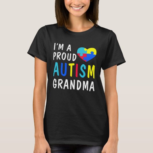 Autism Awareness Tees  I Am A Proud Autism Grandma (Voorkant)