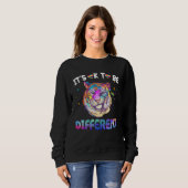 Autism Awareness  Tie Dye Smirking Tiger Watercolo Trui (Voorkant volledig)