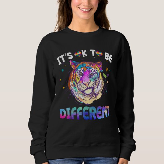 Autism Awareness  Tie Dye Smirking Tiger Watercolo Trui (Voorkant)