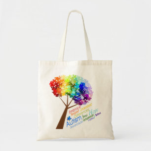 Autism Awareness Tree met Words Tote Bag