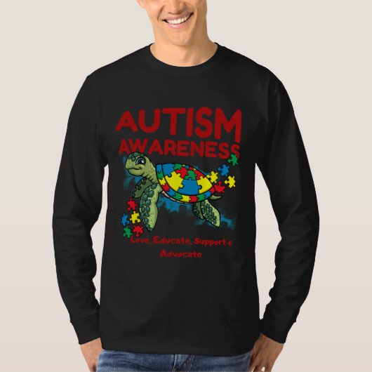Autism Awareness Turtle Puzzle Mam Kinder Teacher  T-shirt (Voorkant)