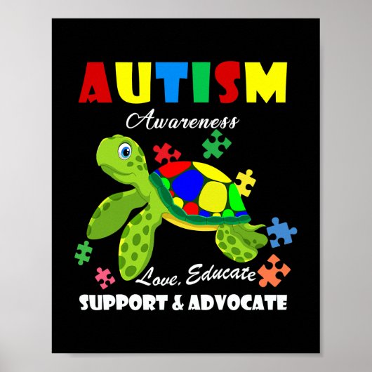 Autism Awareness Turtles Puzzle Mom Support Poster (Voorkant)
