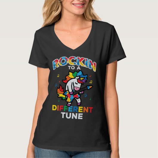 Autism Awareness Unicorn Rockin Different Tune Tod T-shirt (Voorkant)
