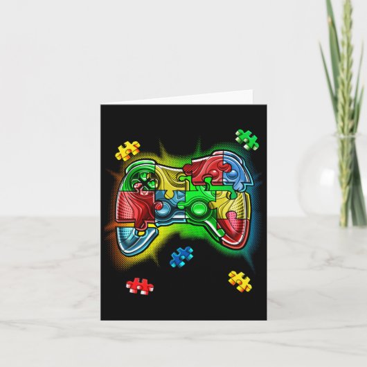 Autism Awareness Video Game Controller Puzzle Piec Kaart (Voorkant)