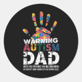 Autism Awareness Warning This Autism Dad Ronde Sticker (Voorkant)