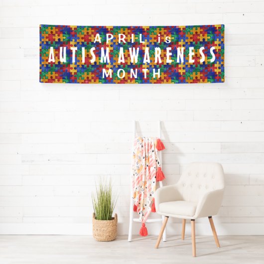 Autism Awareness waterverf puzzle custom banner (Insitu)