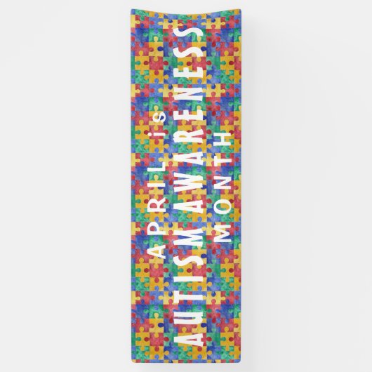Autism Awareness waterverf puzzle custom banner (Verticaal)