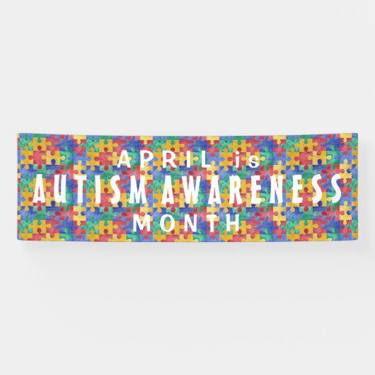 Autism Awareness waterverf puzzle custom banner (Horizontaal)