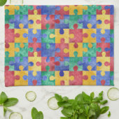 Autism Awareness waterverf puzzle keukenhanddoek (Gevouwen)
