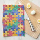Autism Awareness waterverf puzzle keukenhanddoek (Quarter Fold)