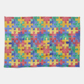 Autism Awareness waterverf puzzle keukenhanddoek (Horizontaal)