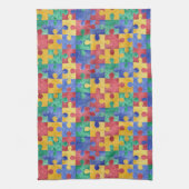 Autism Awareness waterverf puzzle keukenhanddoek (Verticaal)