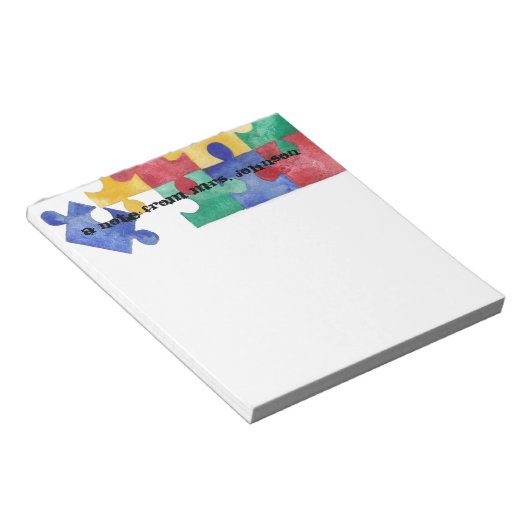 Autism Awareness waterverf puzzle notitieblok (Schuin)
